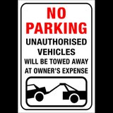 No parking unauthorised vehicles sign
